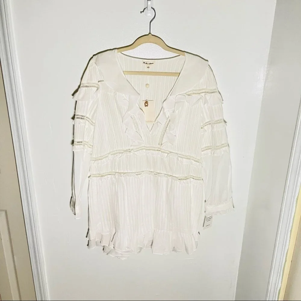 NWT For Love and Lemons Ziggy Pintuck Dress in White - Picture 3 of 8